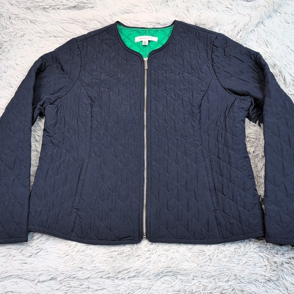 Croft & Barrow Jacket Womens XL‎ Blue Pockets Quilted Zip Up Lightweight